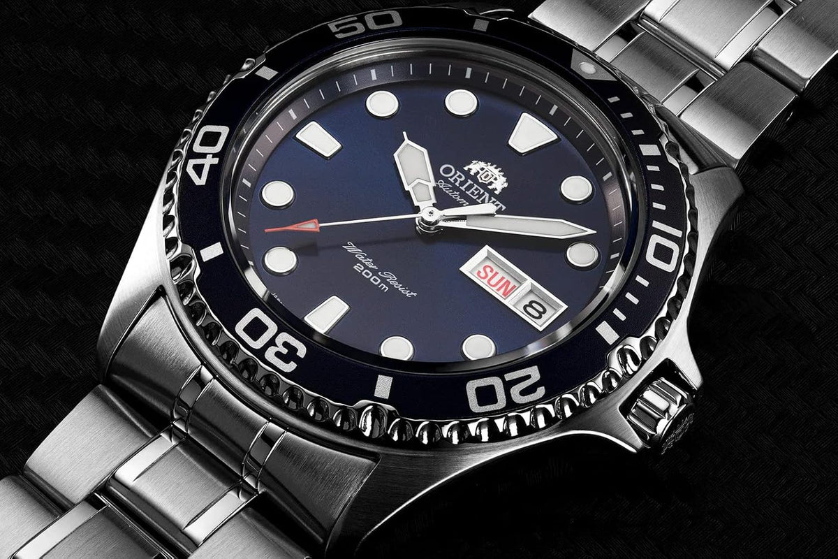 Orient Reloj de buceo automático / de cuerda manual de acero inoxidable para hombre, japonés, 200 metros