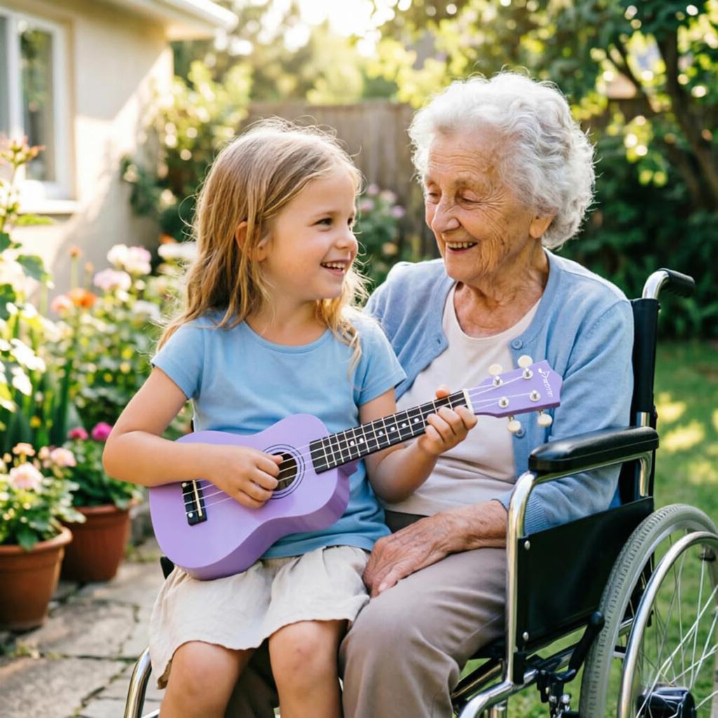 Ukelele Soprano para Niños 21 Pulgadas Madera Hawaiana Kit para Principiantes