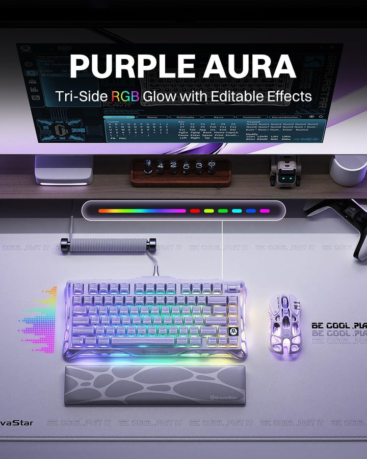 GravaStar Teclado mecánico inalámbrico Mercury K1 Purple 75% - Tecl...