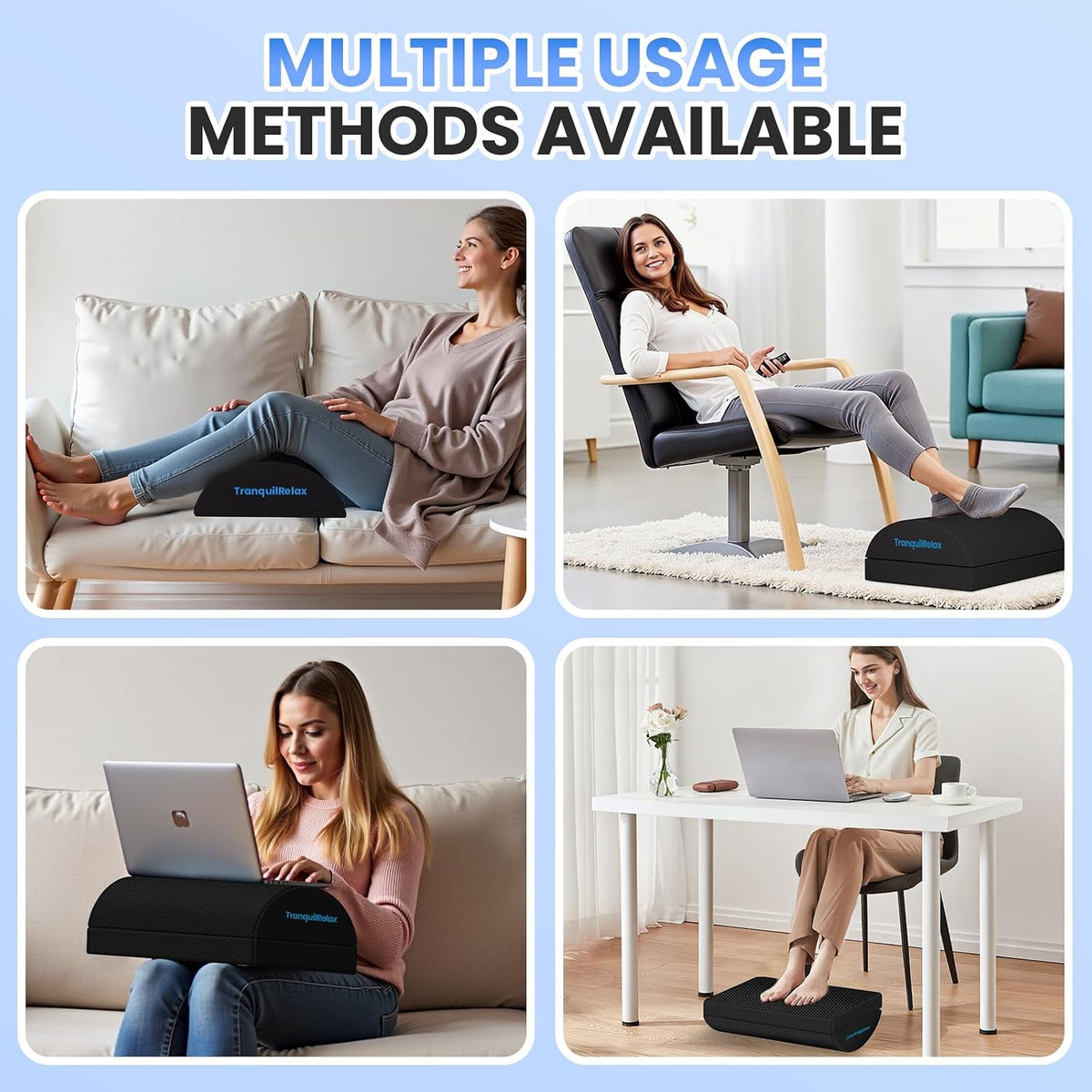 Lámpara TranquilRelax Reposapiés debajo del escritorio, taburete ajustable de 3