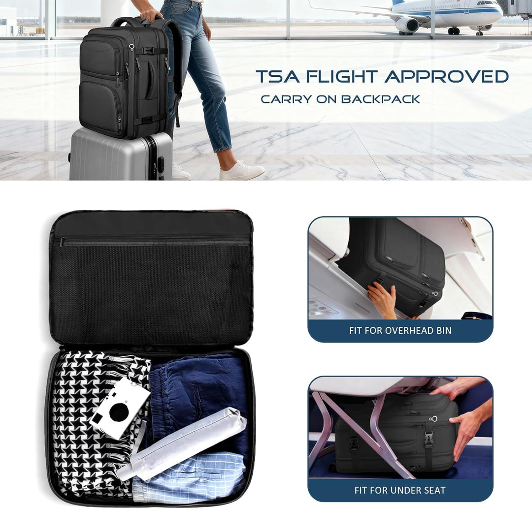 Fxcelets Mochila de viaje, aprobada por aerolíneas, mochila de tran...