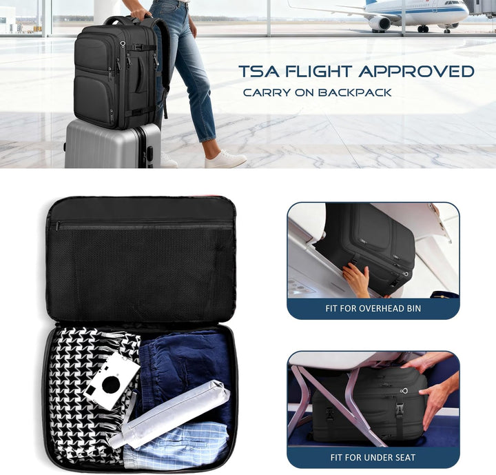 Fxcelets TSA - Mochila de viaje expandible para hombres, bolsa para...