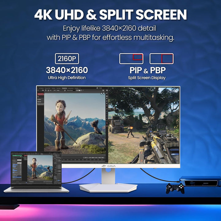 CRUA - Monitor para juegos de modo dual de 27 pulgadas, 4K 160 Hz \...