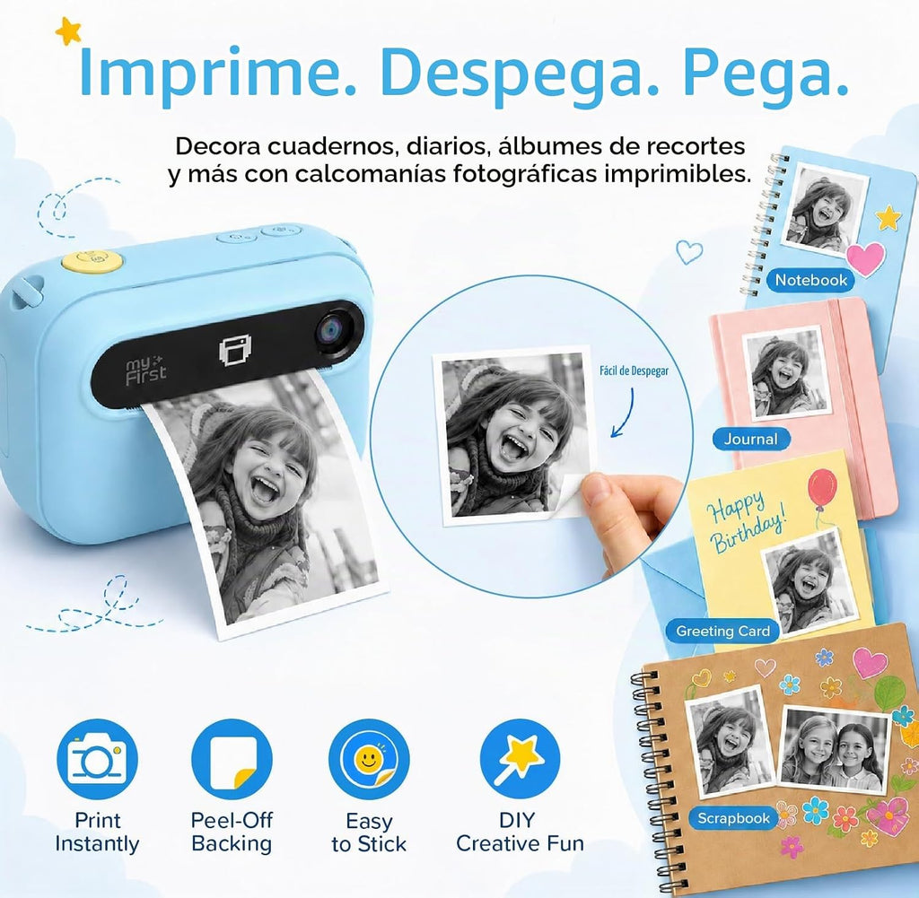 myFirst Cámara de impresión instantánea para niños, 16MP con 9 rollos de