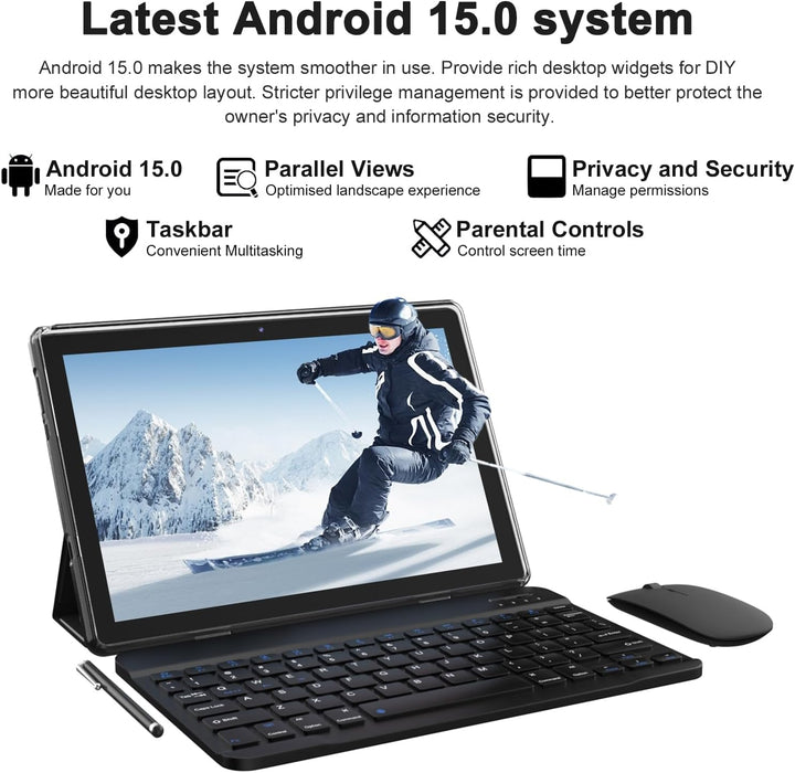 Tablet Android 15 de 10 pulgadas, 12 (3+9) GB RAM+64GB ROM, tableta...
