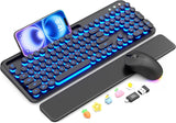 Teclado y mouse inalámbricos, máquina de escribir retroiluminada co...
