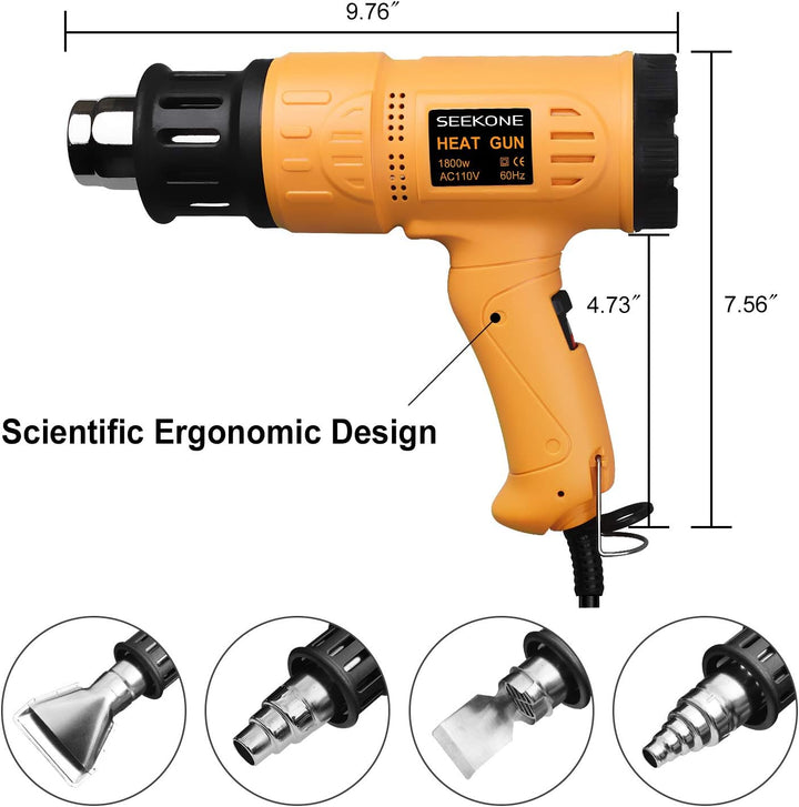Seekone Pistola de calor 1800W 122℉-1202℉ (50℃- 650℃) Kit de pistol...