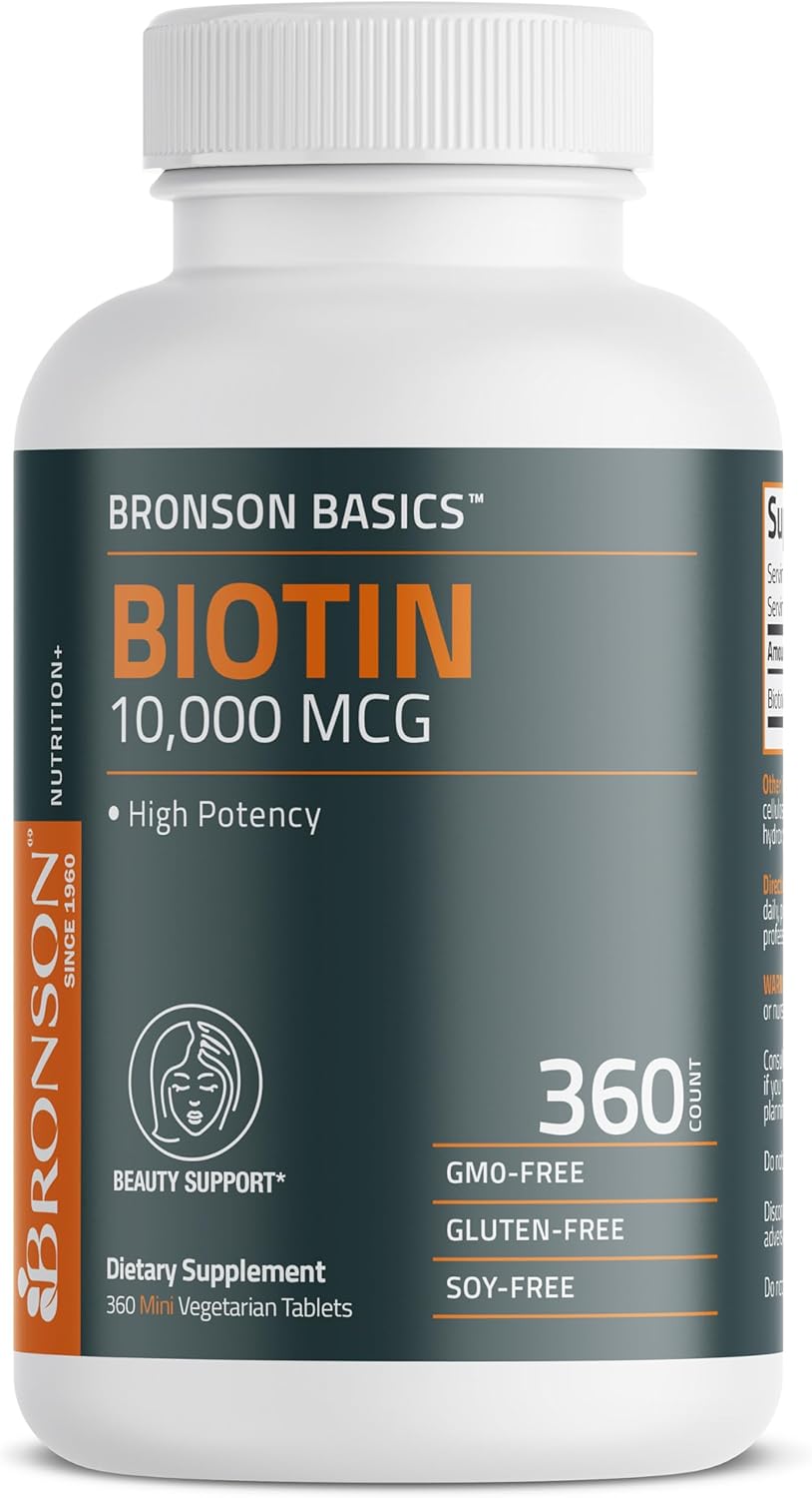 Bronson Biotina 10,000mcg, Mejora la salud del cabello, la piel y l...
