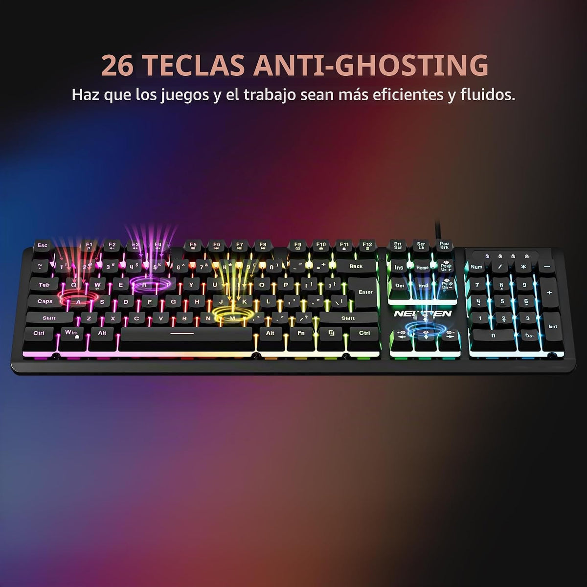 Newmen GM104 Combo de teclado y mouse para juegos con cable, teclad...