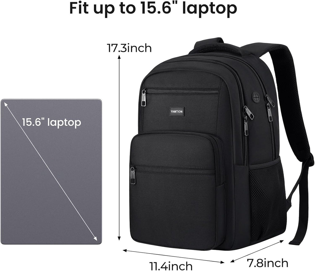 YAMTION Mochila para laptop para hombres y mujeres, mochila negra,...