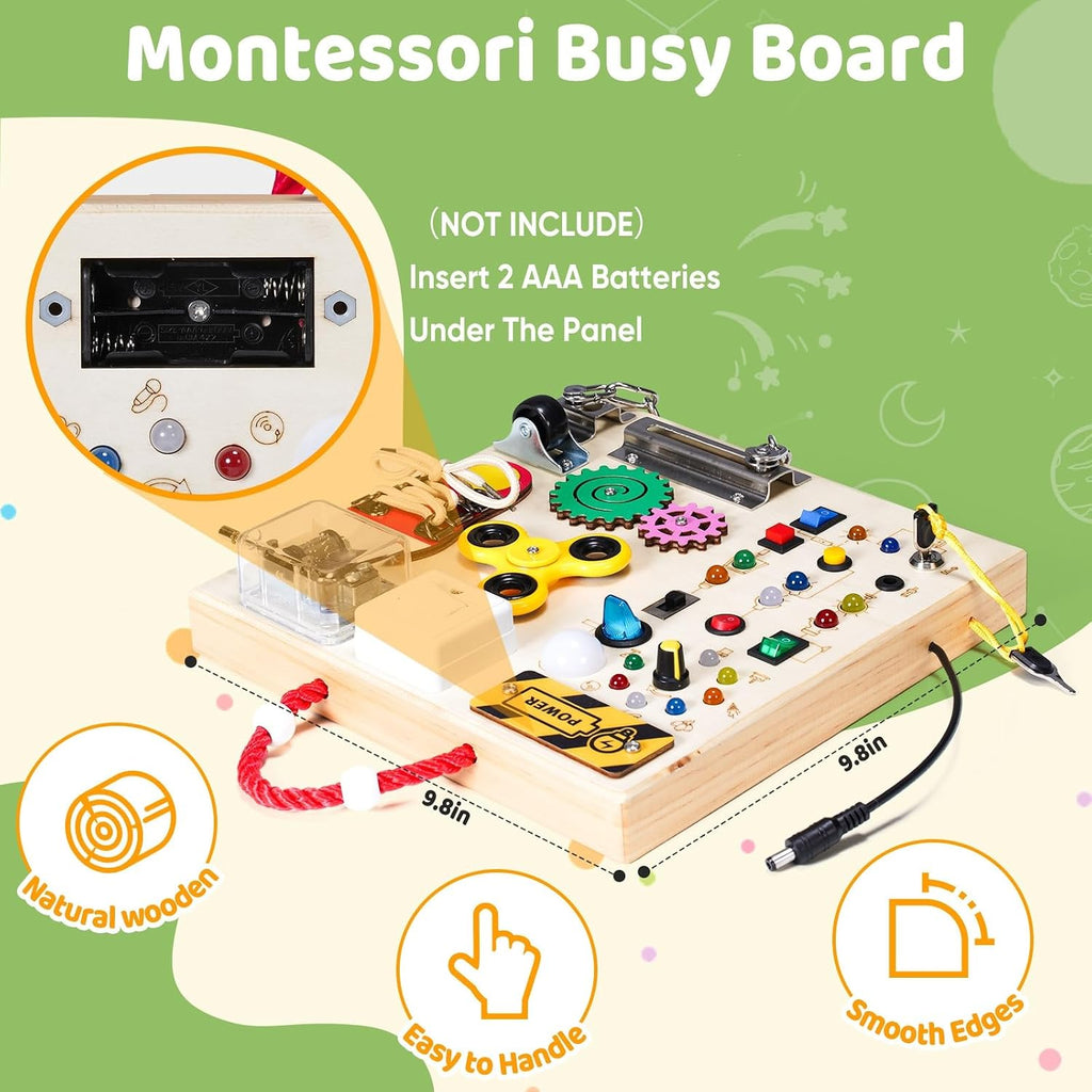 Montessori Wooden Busy Board Toys,Sensory Educational Boards Toy,Gift