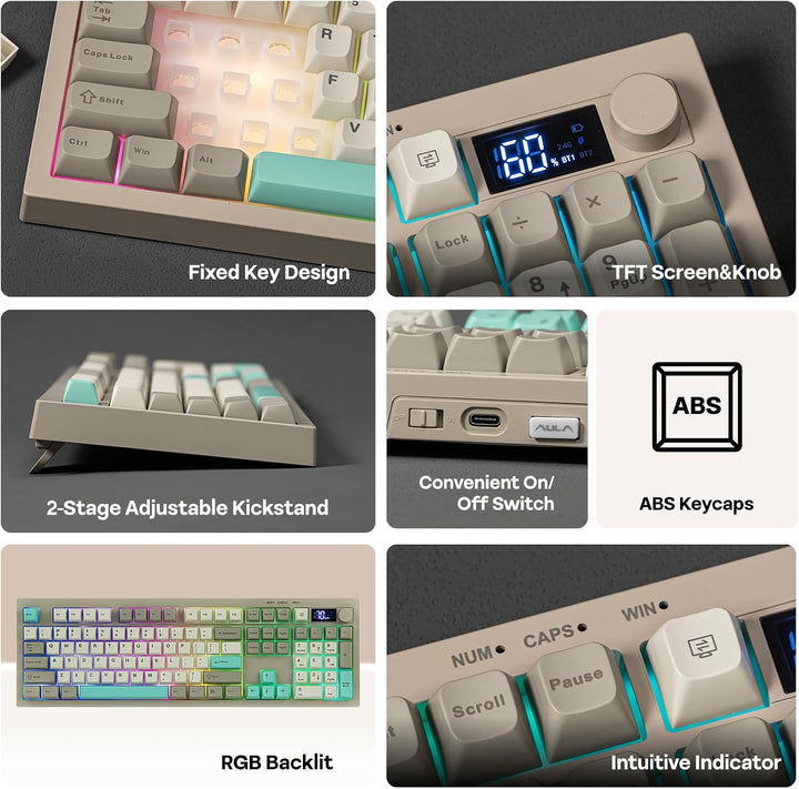 EPOMAKER Aula S102 PRO - Teclado de membrana para juegos con pantal...