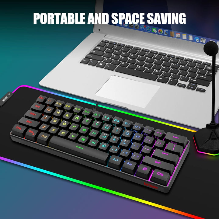RedThunder - Combo de teclado y ratón para juegos 60%, teclado mini...