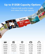 Lexar Tarjeta Micro SD de 128 GB, tarjeta de memoria flash microSDXC UHS-I con adaptador, hasta 100 MB/s, A1, U3, Class10, V30, tarjeta TF de alta velocidad