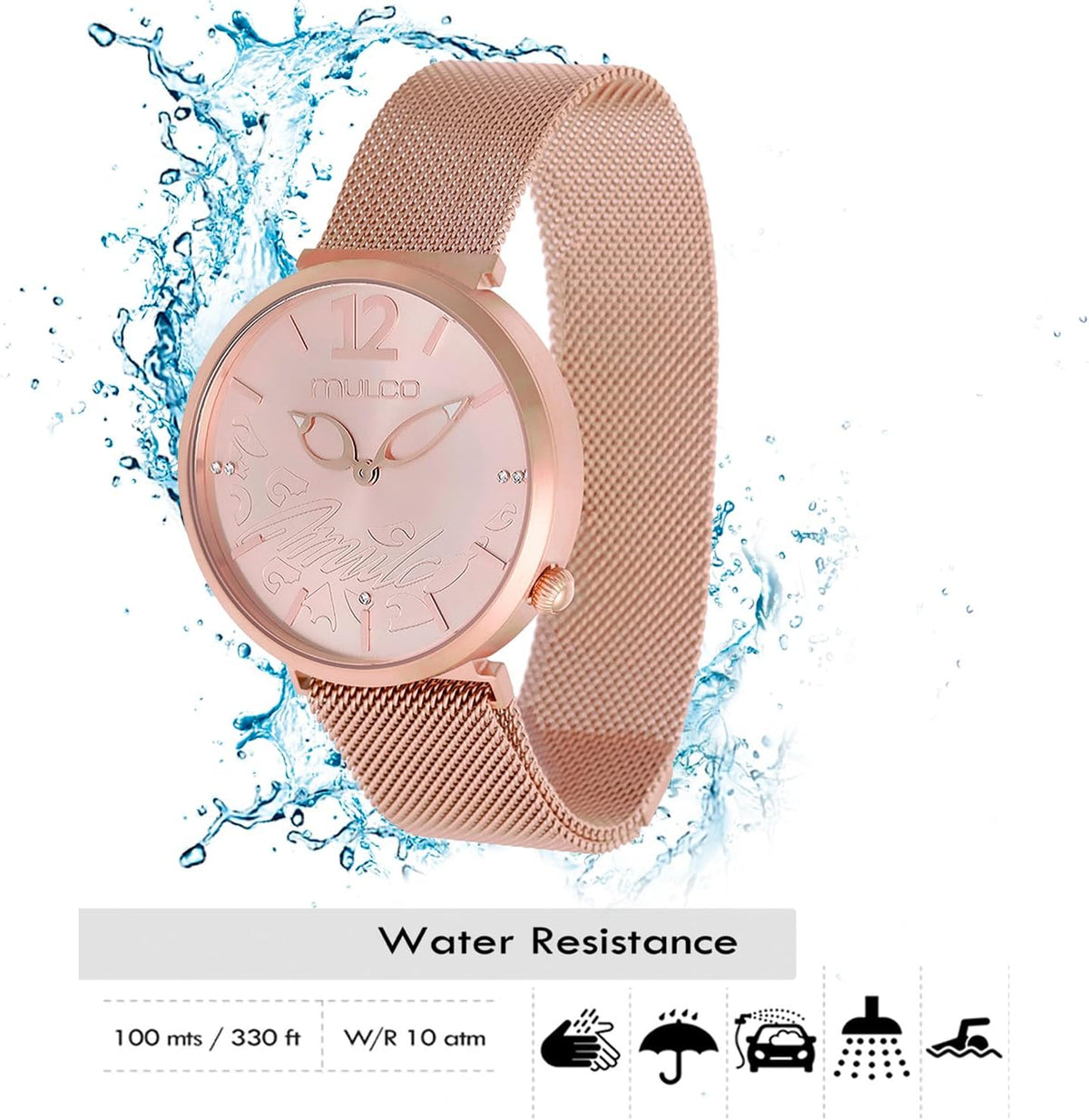 MULCO Relojes para Hombres y Mujeres - Reloj Minimalista de malla, Caja y correa de acero inoxidable, Movimiento de cuarzo, Dial analógico premium, 100m - Resistente al agua