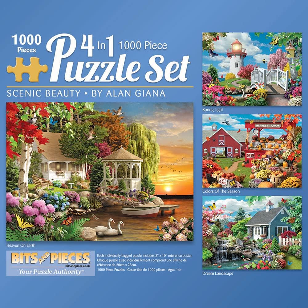 Bits and Pieces Juego de 4 rompecabezas de 1000 piezas - Juego de belleza