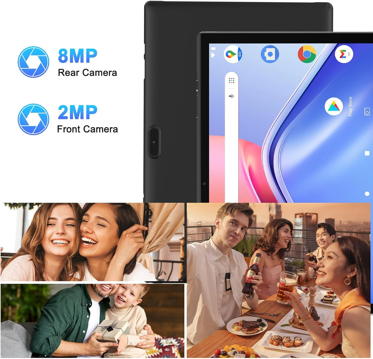 Tableta de 10 pulgadas Android 15 con funda, 6GB RAM+32GB ROM+1024G...