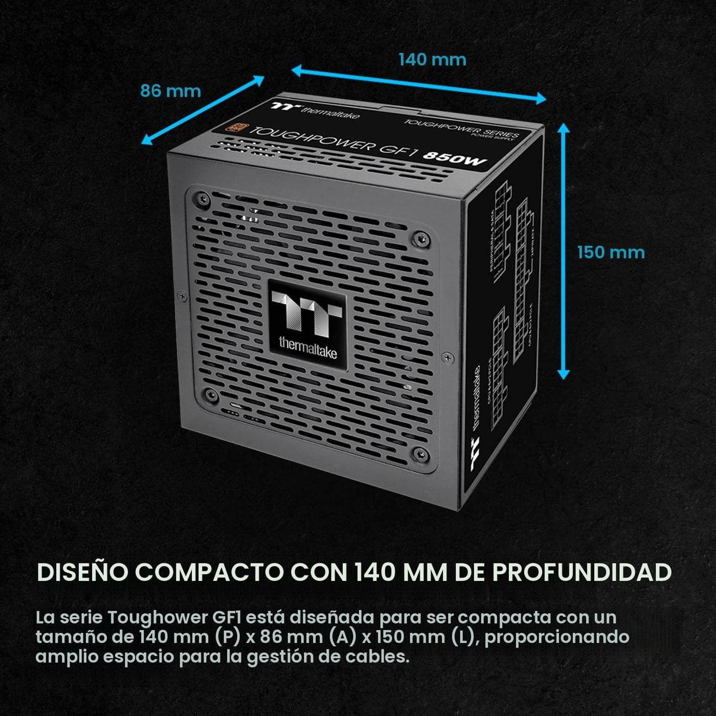 Thermaltake GF1 (2024) Fuente de alimentación ATX completamente mod...