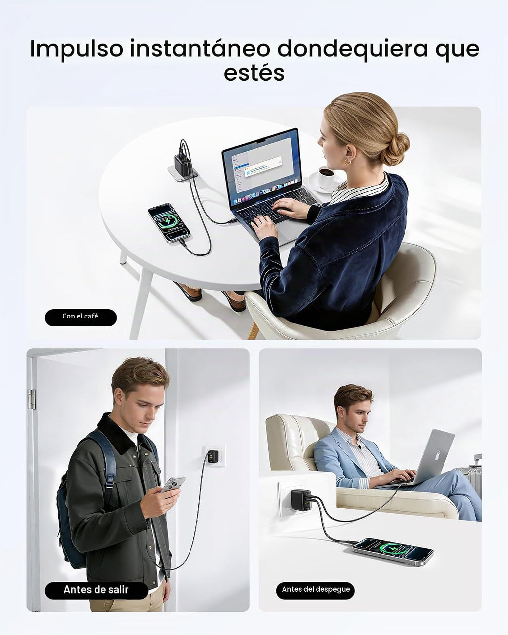Baseus Enerfill - Cargador USB C de 70 W, bloque de carga rápida con