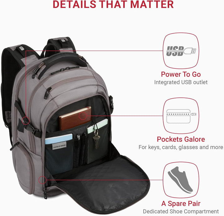 SwissGear 5358 USB ScanSmart Mochila para Portátil de 16", gris...