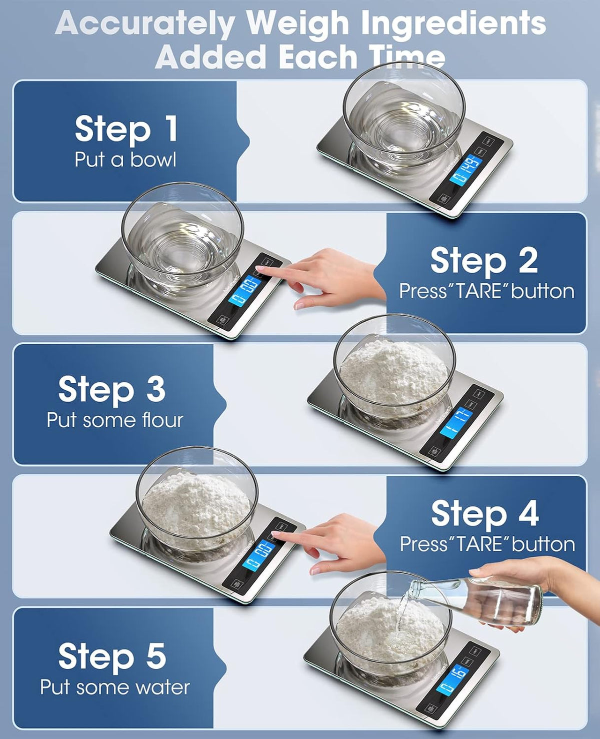 Báscula de alimentos de 22 libras digital para cocinar hornear