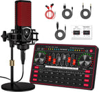 Paquete de micrófono de podcast con mezclador de audio de placa de sonido en vivo, equipo de podcast con micrófono de condensador de 3.5mm para transmisión en vivo, canto, juegos en Pc/Teléfono