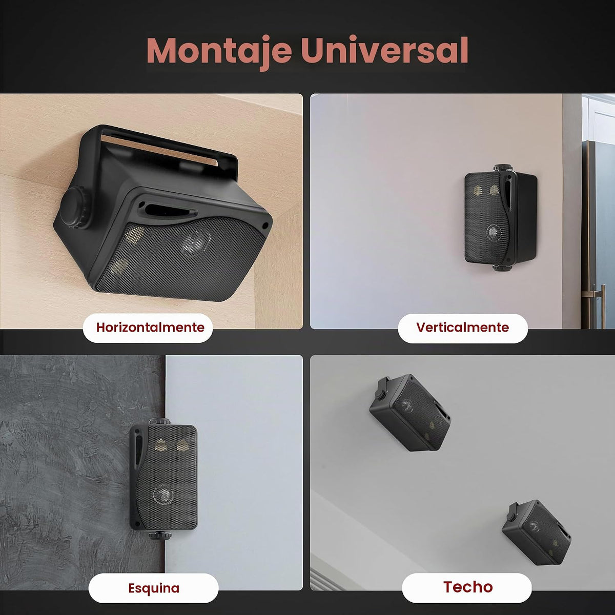 Pyle Sistema de altavoces mini box de 3 vías, 3.5 pulgadas, 200 vatios, impermeables, de grado marino, en una parrilla de carcasa de ABS resistente, hogar, barco, piscina, patio, uso interior y exterior (carbón)