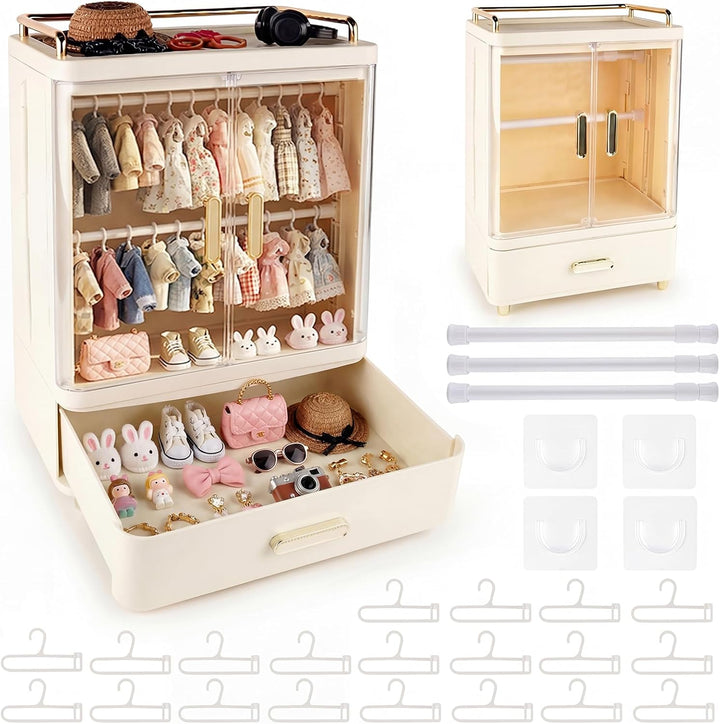 Armario plegable para muñecas con soporte compatible con Labubu, 10...