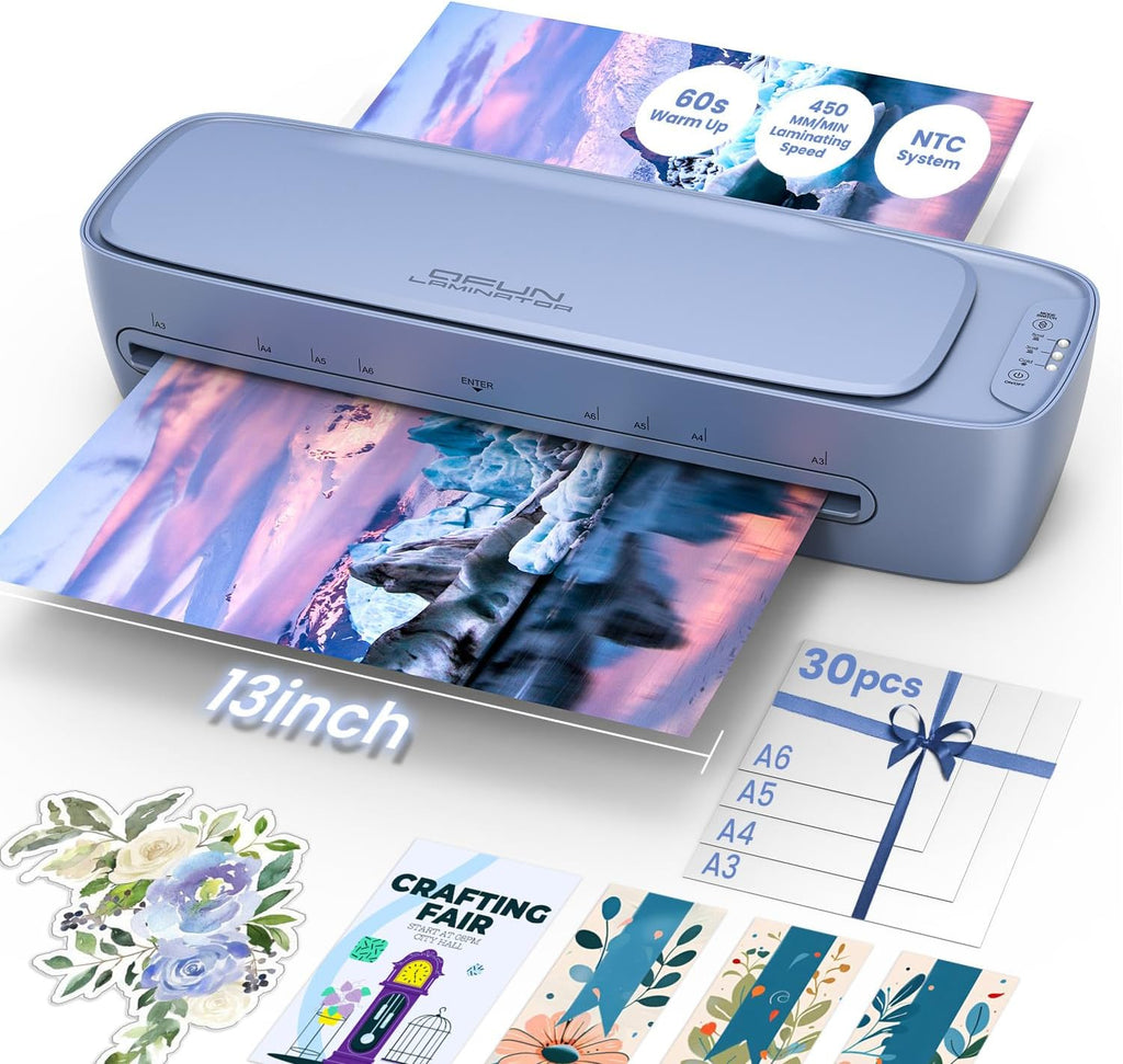 Máquina laminadora de 13 pulgadas de 11 x 17 pulgadas con hojas laminadoras personales para profesores, máquina de laminación térmica fría de calentamiento 60S para oficina en casa, máquina de