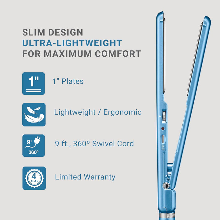 BaBylissPRO 1" Ultra Thin Flat Iron, Hair Straightener, Shorter...
