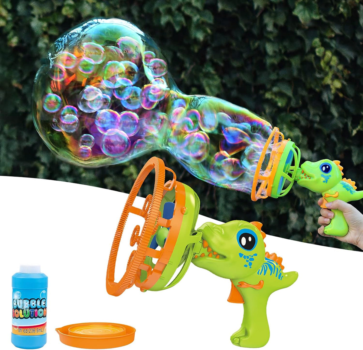 Dinosaur Bubble Gun para Kids 3-8, Bubble Machine Blower Toy (Green)