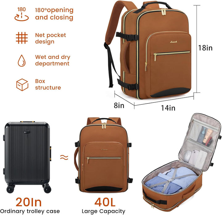 LOVEVOOK Mochila de equipaje de mano para viajes, Mochilas de viaje