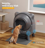 FEELNEEDY - Caja de arena automática de limpieza automática, robot de control de olores, diseño de orejas de gato, monitor en tiempo real de aplicación de 65 L, cajas de arena para gatos para