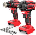 Kit combinado de taladro inalámbrico y destornillador de impacto compatible con Milwaukee 18V