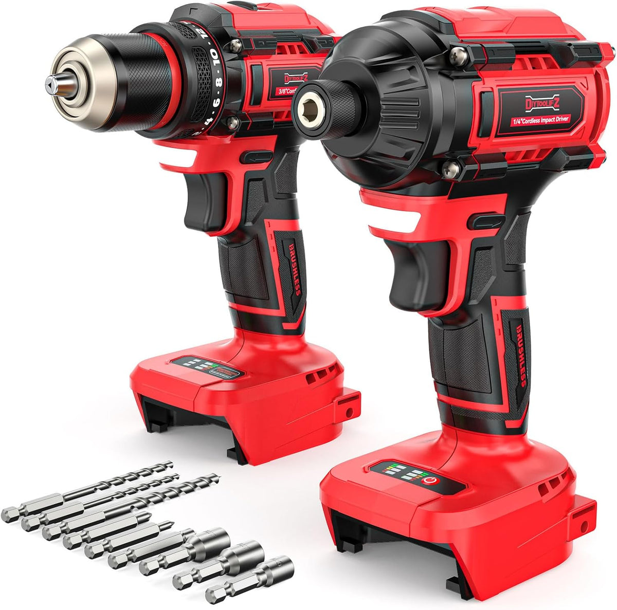 Kit combinado de taladro inalámbrico y destornillador de impacto compatible con Milwaukee 18V