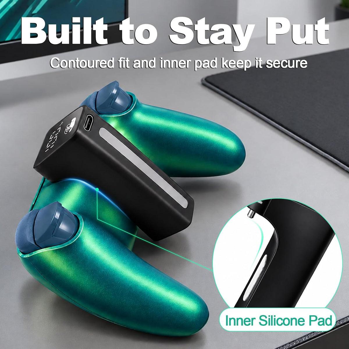 Cargador Inalámbrico para Control PS5 con Pantalla Digital LED, Negro