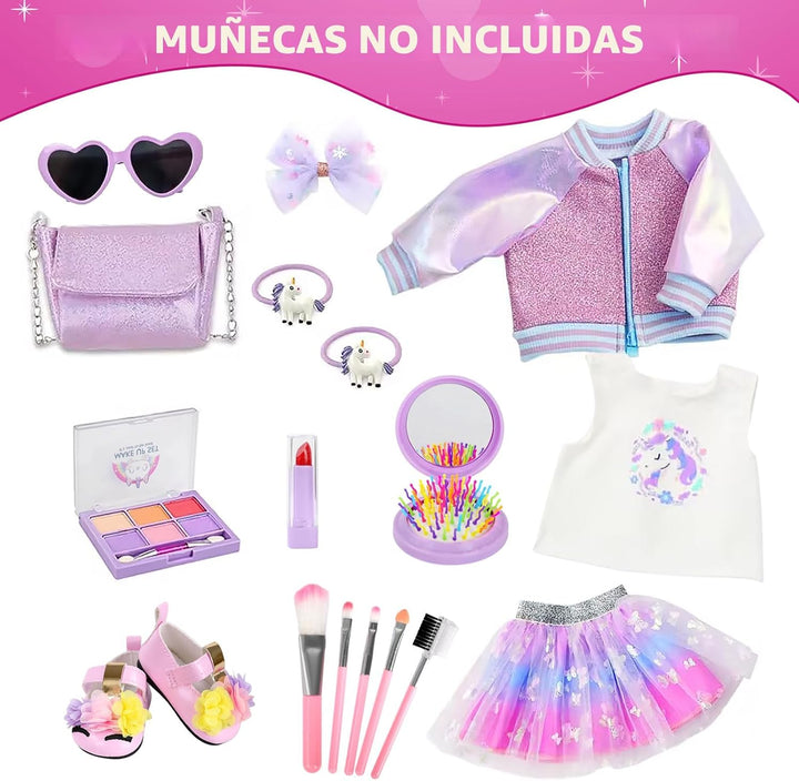 Set de Maquillaje y Ropa para Muñeca Americana de 18 Pulgadas Inclu...