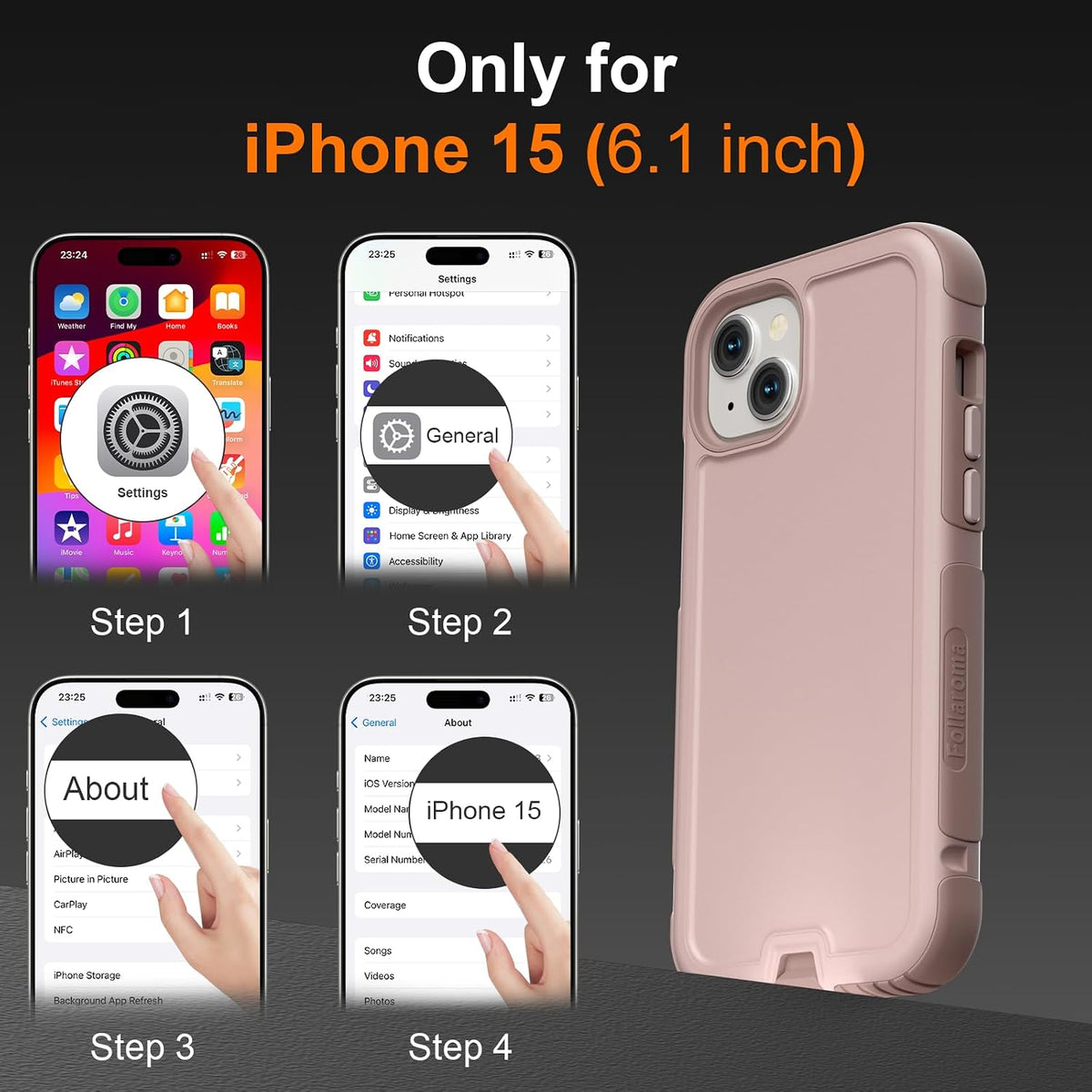 Follaroma - Funda magnética para iPhone 15, fundas resistentes