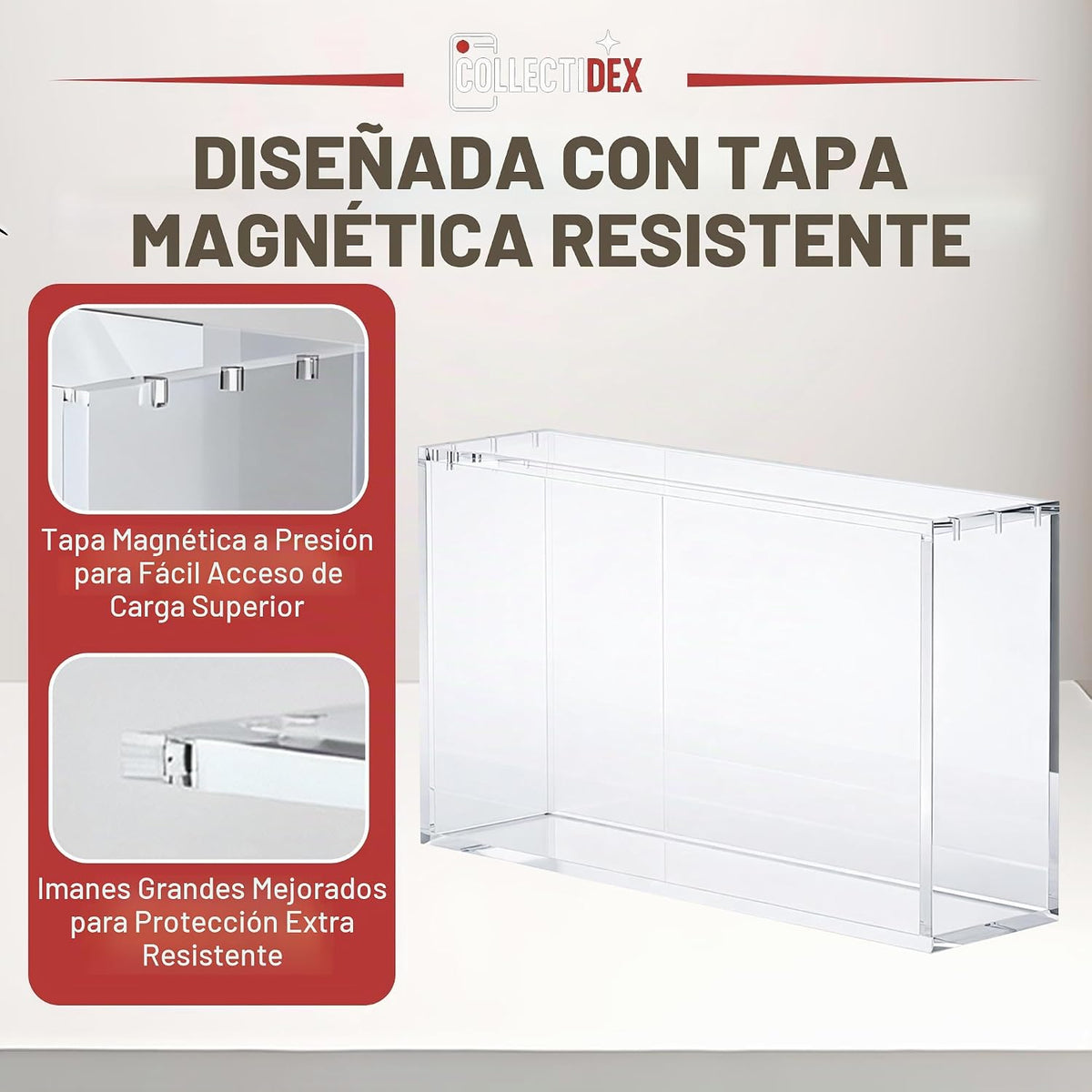 Vitrina acrílica para 151 UPC y Mega CHARZRD X ex Ultra-Premium Collection UPC - Tapa magnética 8+0.197 in Acrílico - Compatible con Mega Charzrd X ex UPC y 151 UPC