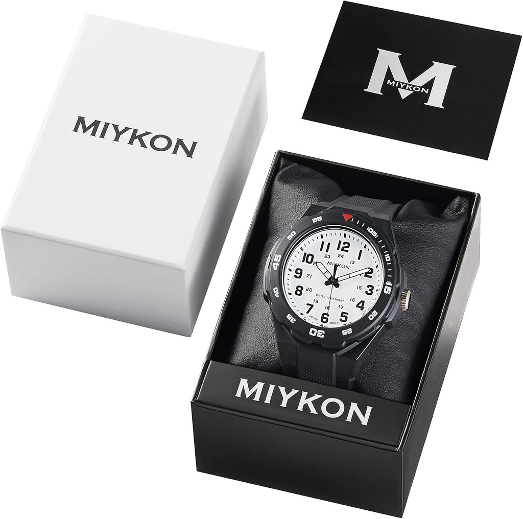 Miykon Reloj deportivo para hombres negro, buceo, bisel giratorio, resistencia al agua 100M