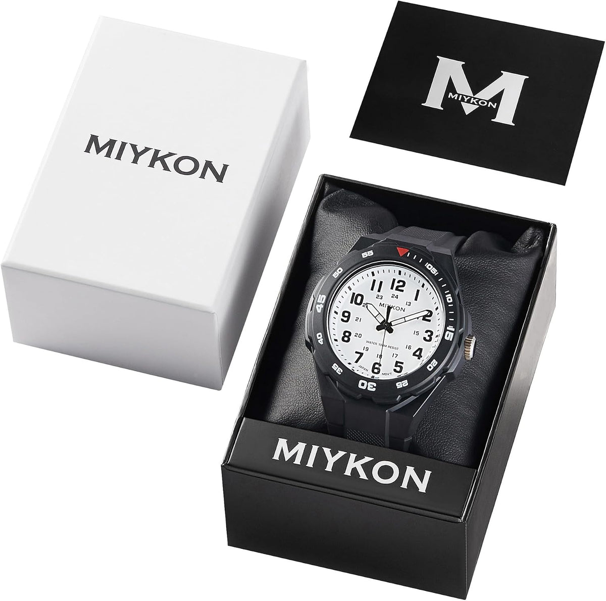 Miykon Reloj deportivo para hombres negro, buceo, bisel giratorio, resistencia al agua 100M