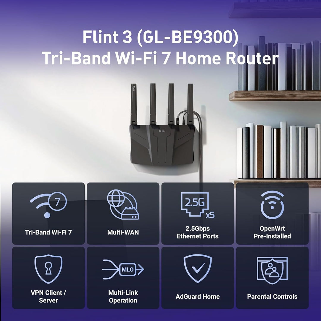 GLiNet GL-BE9300 Router WiFi 7 de tres bandas enrutador
