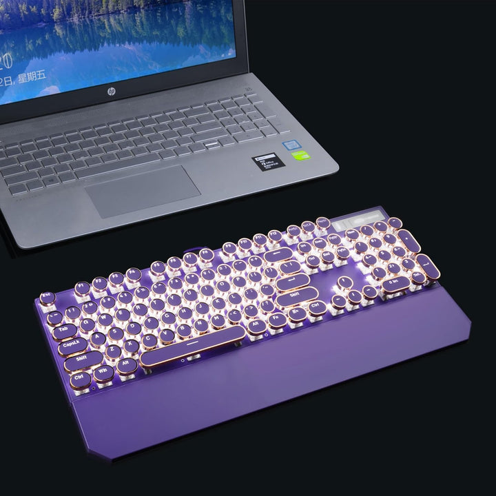 Camiysn Teclado Mecánico para Juegos Estilo Máquina de Escribir, Te...