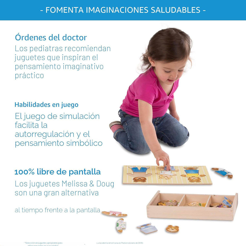 melissa & doug rompecabezas de combinar ropa de madera familia de osos, Versión estándar, Multicolor
