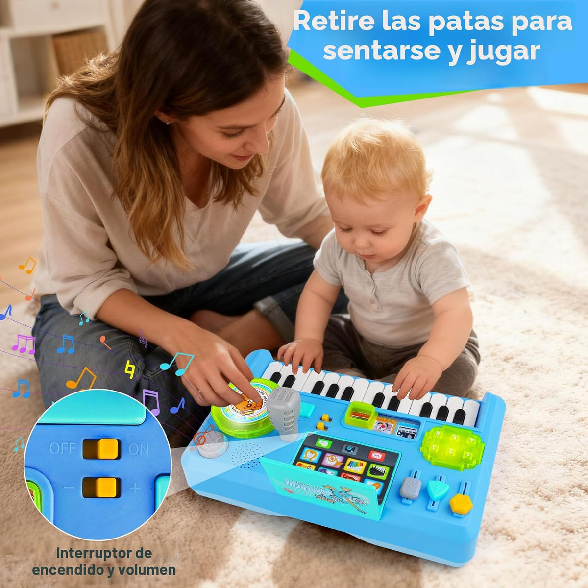 Baby DJ Table - Piano musical para niños pequeños con música y luz