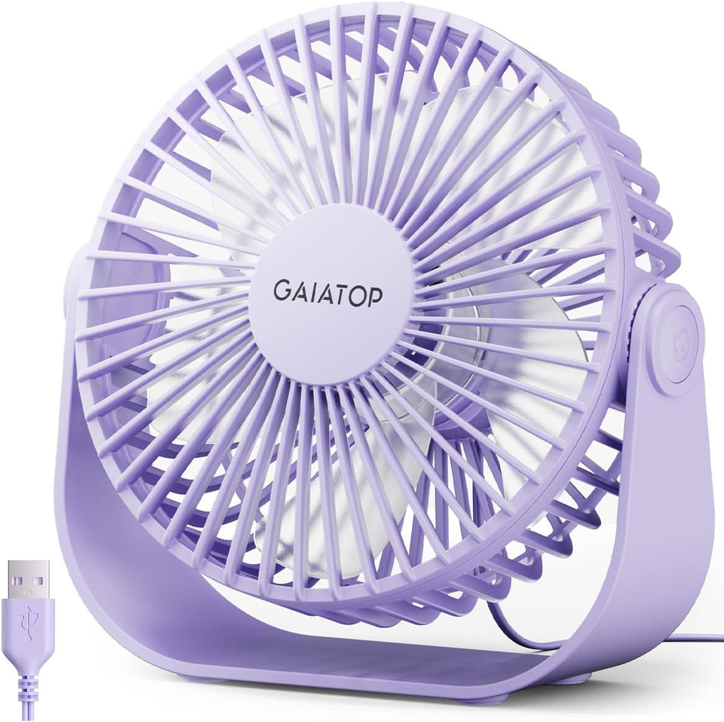 Gaiatop Ventilador de escritorio USB, flujo de aire fuerte de 3 vel...