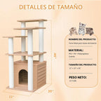 Torre para gatos de 46 pulgadas para interiores y exteriores, condominio