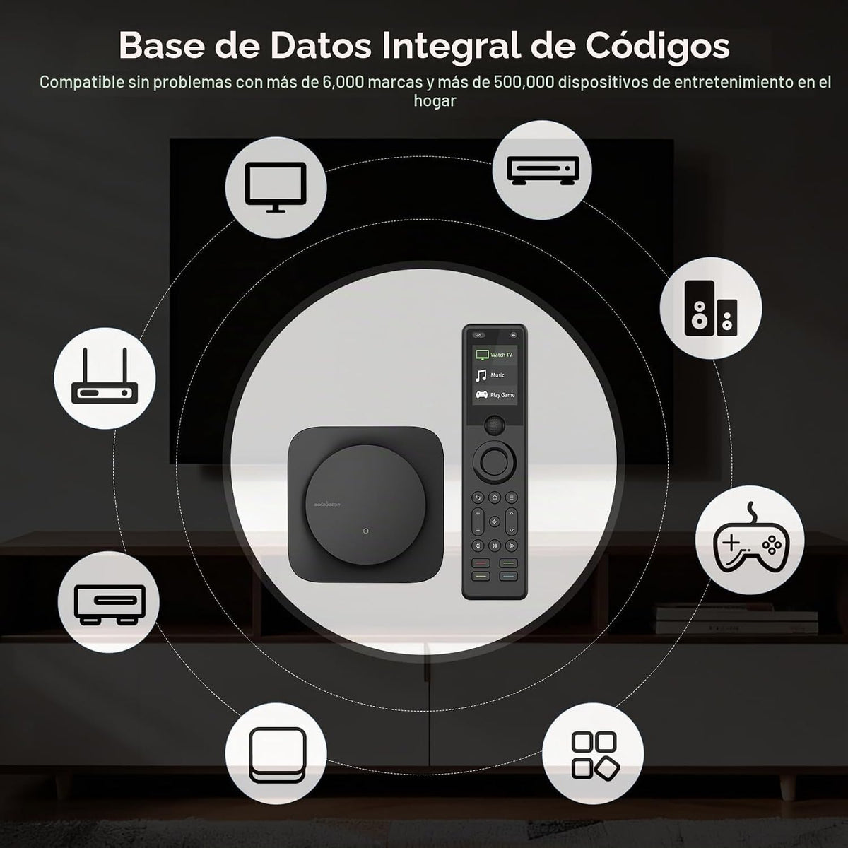 SofaBaton X1S - Control remoto universal con concentrador y aplicación, todo en uno, control remoto universal inteligente con actividades personalizadas para dispositivos IR/Bluetooth/WiFi, compatible