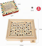 Juego de laberinto de madera, juego de mesa de laberinto de inclinación de bola de mármol, juego de equilibrio de mesa y juguete para niños y adultos
