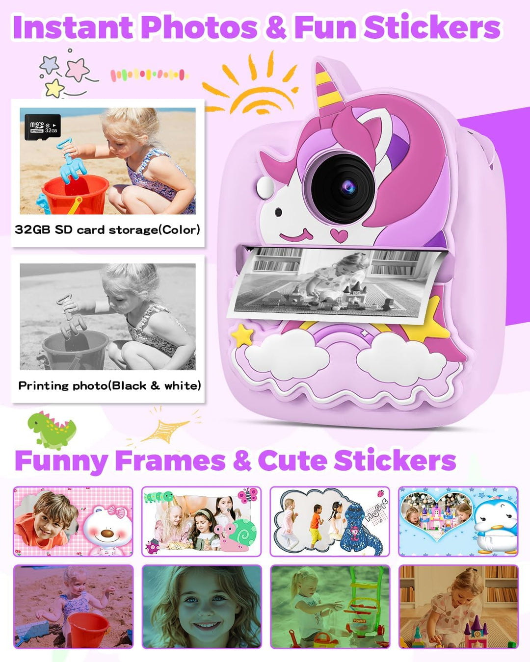 Cámara de impresión instantánea para niños, regalos de cumpleaños d...